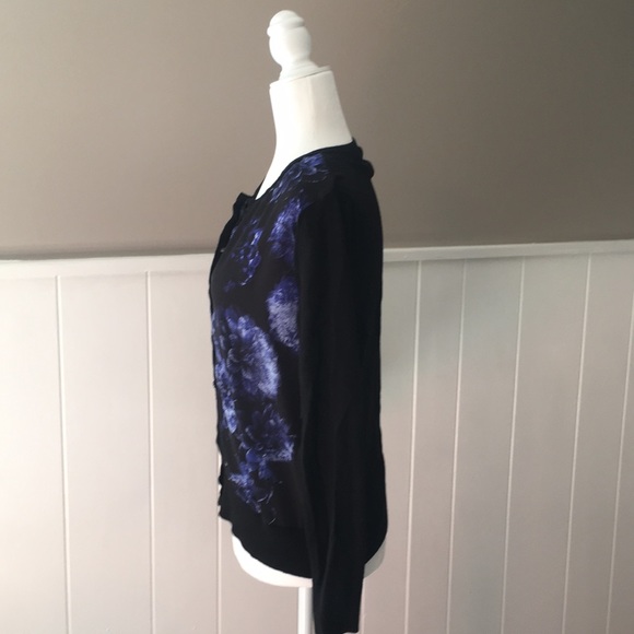 Ann Taylor Blue & Black Floral Cardigan - Picture 2 of 5